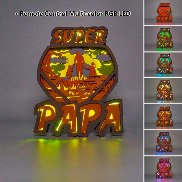 Super PAPA LED Wooden Night Light With Voice Control and Remote Control