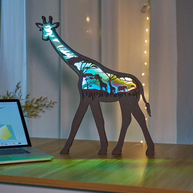 Giraffe Wooden Carving Light, Suitable For Bedroom, Bedside, Desk, Exquisite Night Light