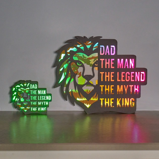 Lion King LED Wooden Night Light With Voice Control and Remote Control