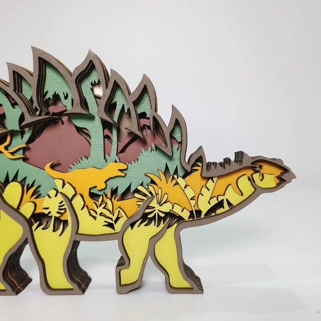 Stegosaurus Wooden Carving Light, Suitable For Bedroom, Bedside, Desk, Nice Night Light For Kids