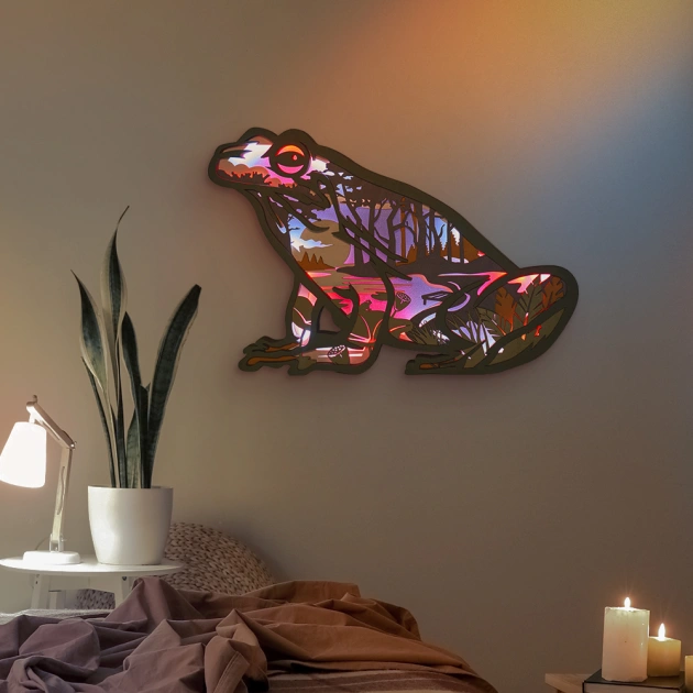 Frog Wooden Carving Light, Suitable For Bedroom, Bedside, Desk, Exquisite Night Light