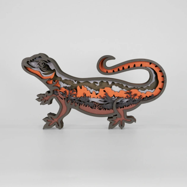 CalWild×Hipark Blunt-nosed Leopard Lizard LED Wooden Night Light With Voice Control and Remote Contr