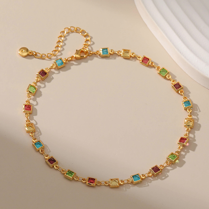 Multicolored Gemstone Chain Anklet