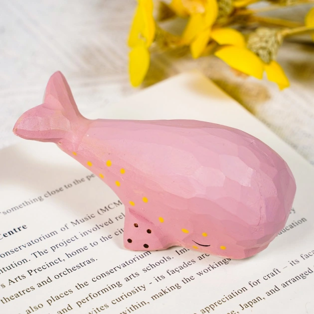 Whales Handmade Wood Carving, Solid Wood Ornaments, Handmade Wood Crafts