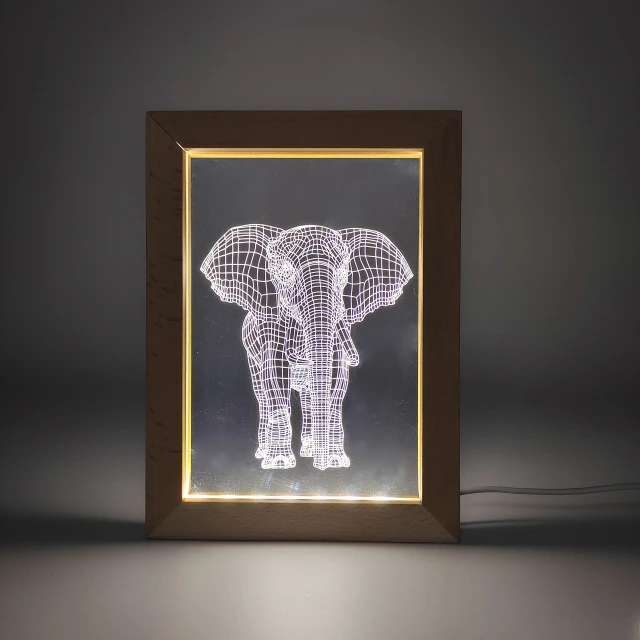 Cute Elephant Wood LED Night Light