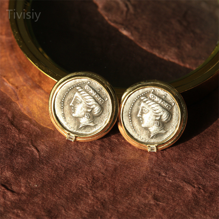 Hera, Goddess of marriage and owl Coin Earrings