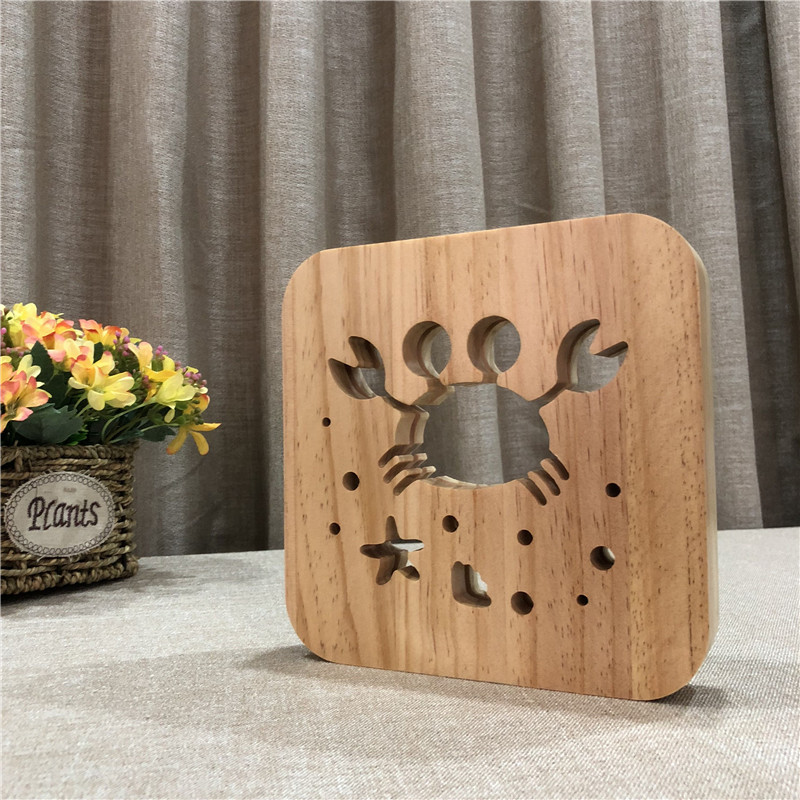 Crab Wooden Frame Night Light