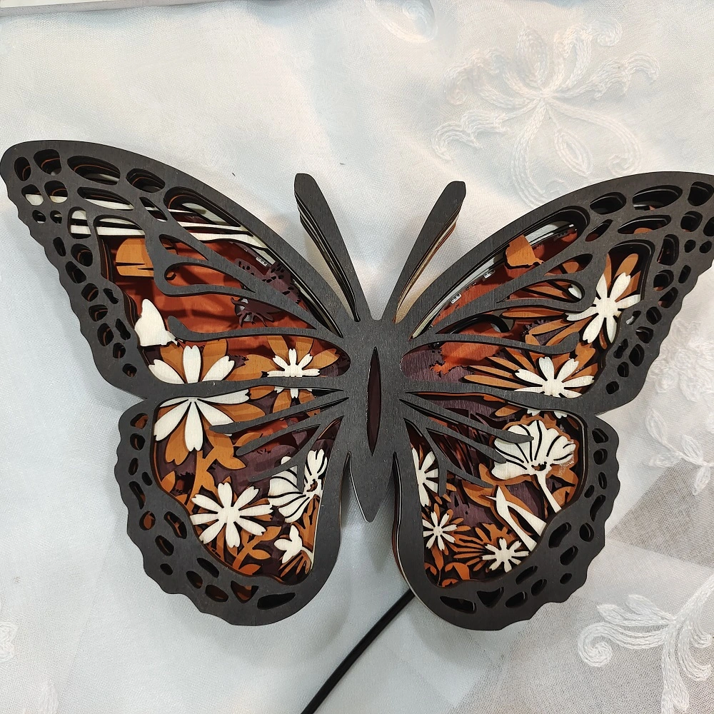 2023 New LED Touch Control Monarch Butterfly Wood Wall Decor Lights