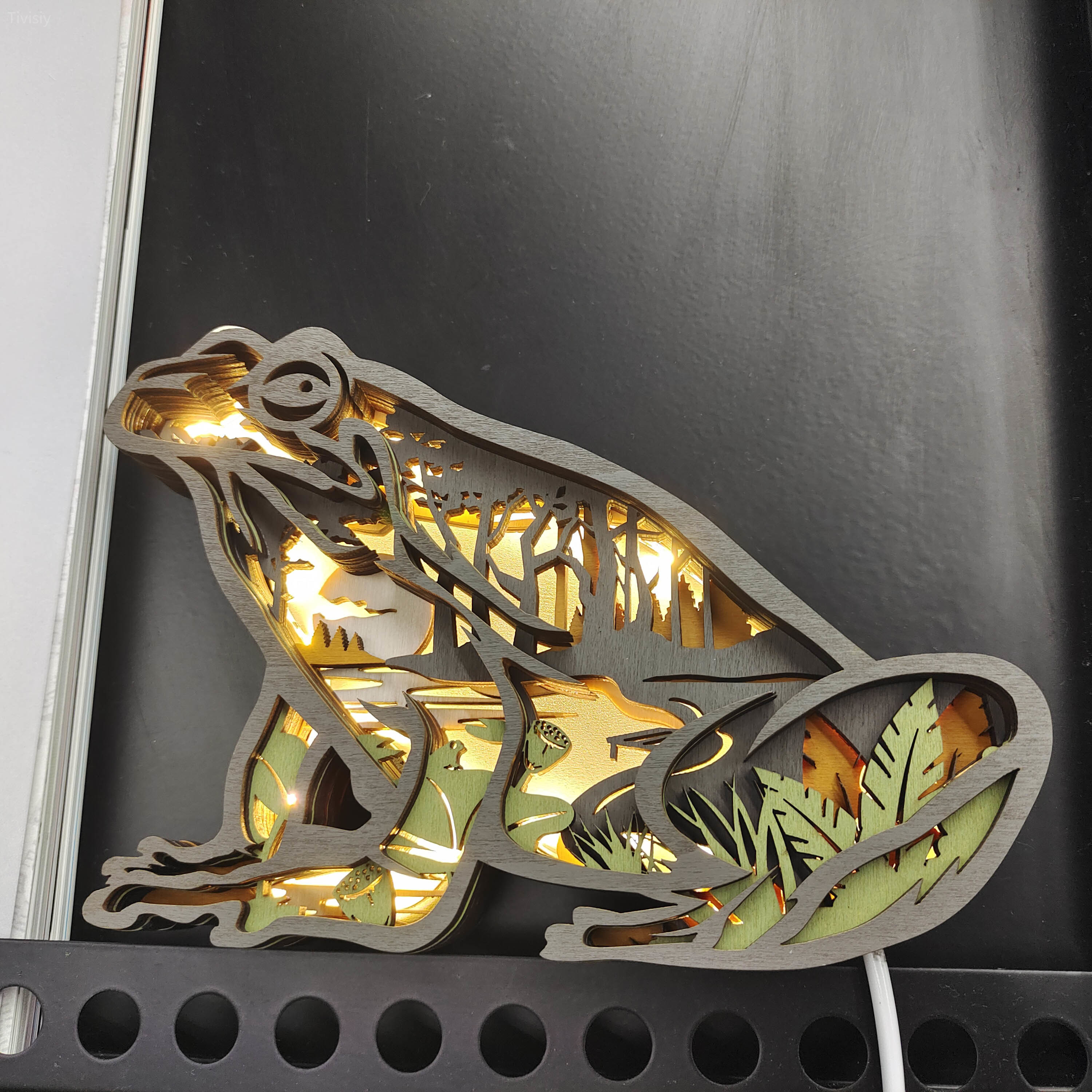 HOT SALE🔥-Frog Wooden Carving Light, Suitable For Bedroom, Bedside, Desk, Exquisite Night Light