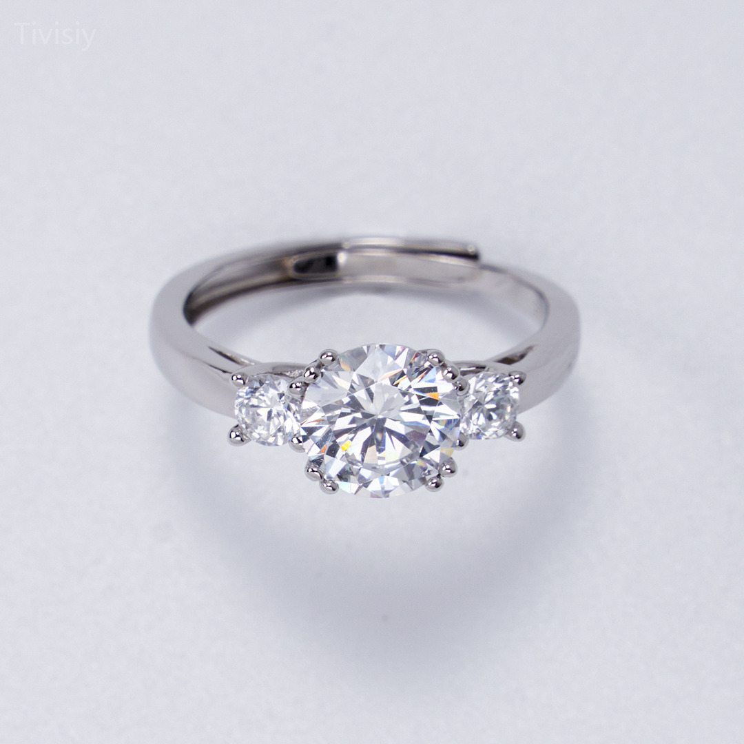 1.5 Carat Three Stone Cubic Zirconia Ring, Engagement, Sparkles, Birthday Gifts, Anniversary