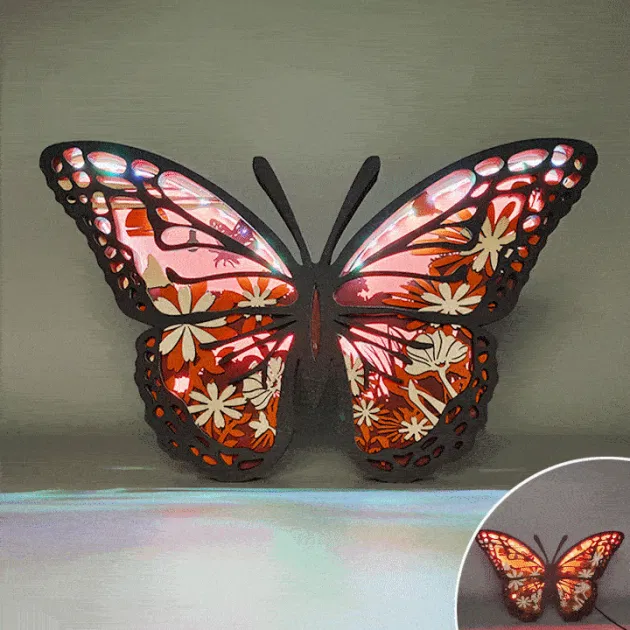 Monarch Butterfly Wooden Animal Statues with Voice Control and Remote Control