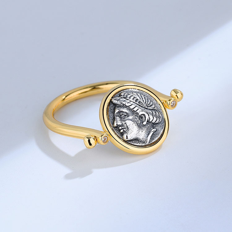 Laureate Head Ancient Coin Inspired Ring/Pendant, Necklace Set
