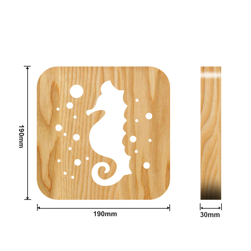 Seahorse Wood Frame Night Light