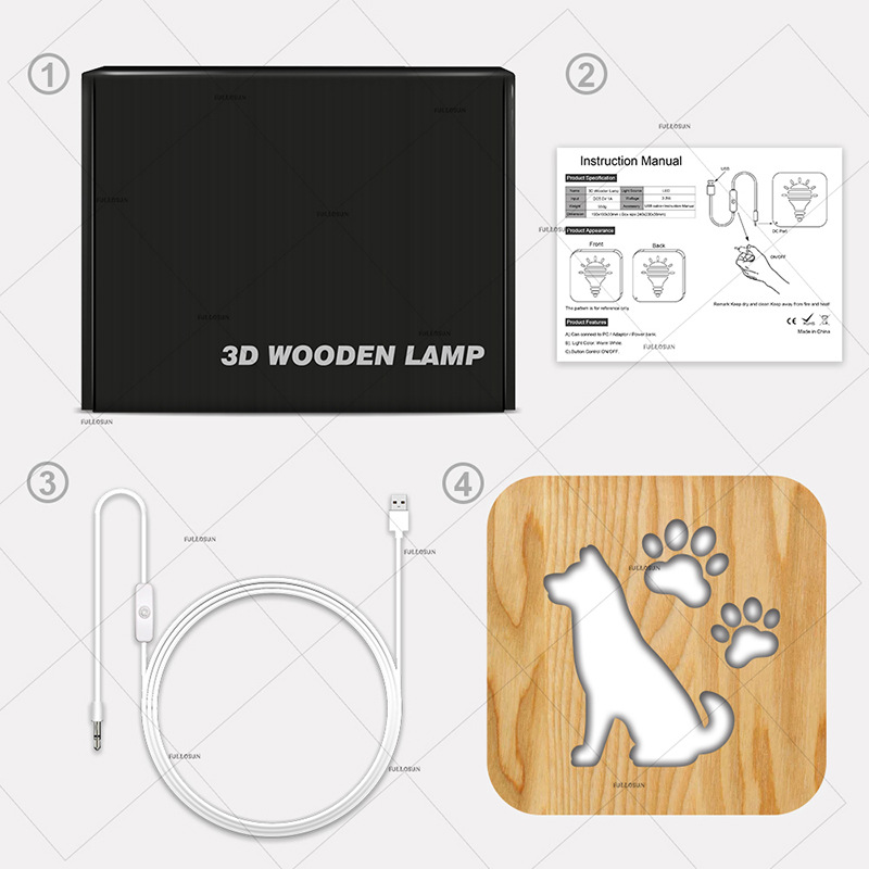 Dog Wood Frame Night Light