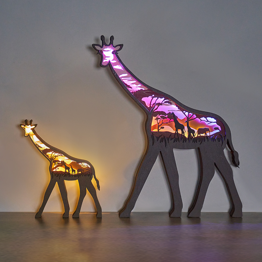 Giraffe Wooden Desk, Light Exquisite Carving - Bedside, Suitable For Night Bedroom, Light, Tivisiy