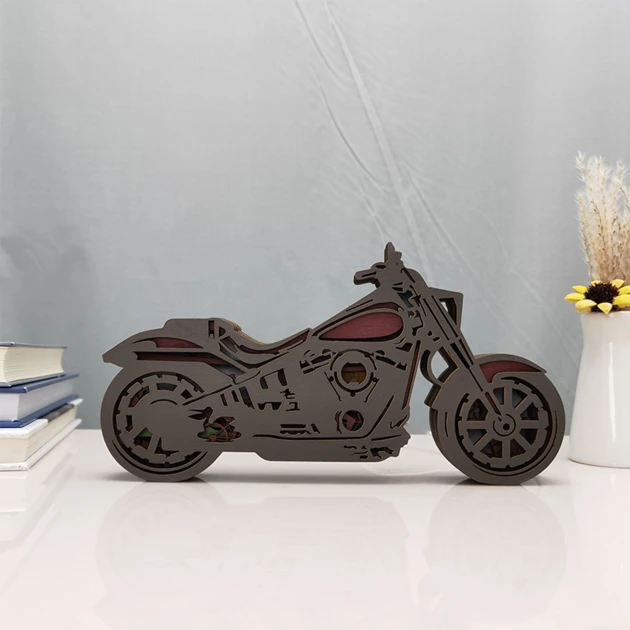 Wooden Motorcycle Night Light, Gift for Husband, Boyfriend, Father