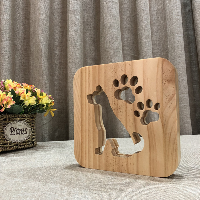 Dog Wood Frame Night Light