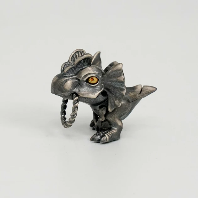 Artistic Dilophosaurus Dino Vintage Pendant with Moveable Limbs and Biteable Mouth
