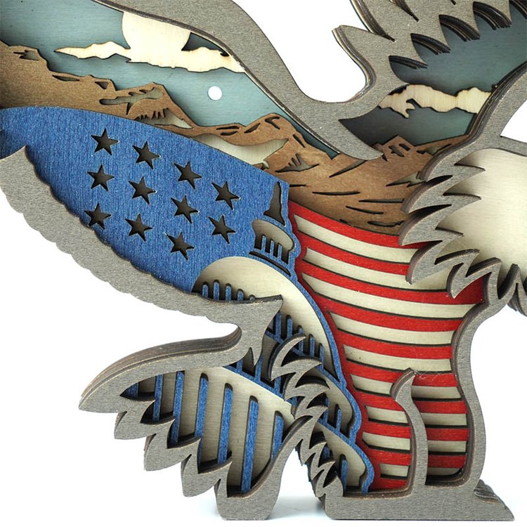 Summer Sale-American Flag Bald Eagle Carving Handicraft Gift