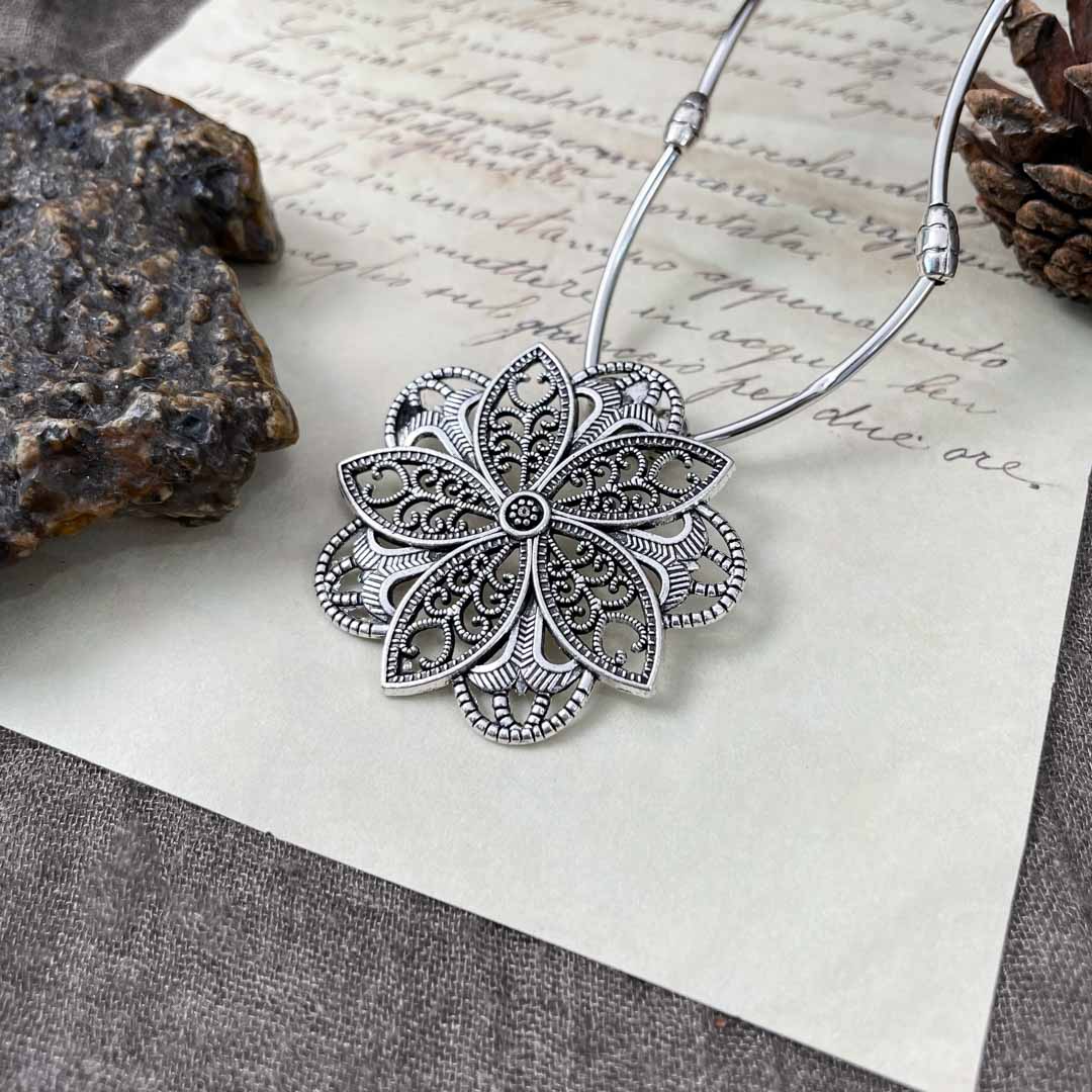 Vintage Lotus Flower Necklace