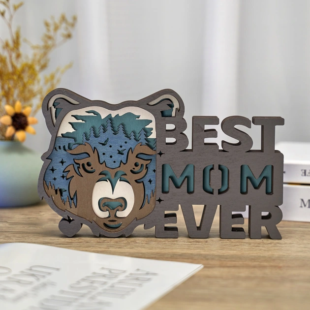 Best Mom Ever 3D Wooden Carving,Suitable for Home Decoration,Holiday Gift,Art Night Light