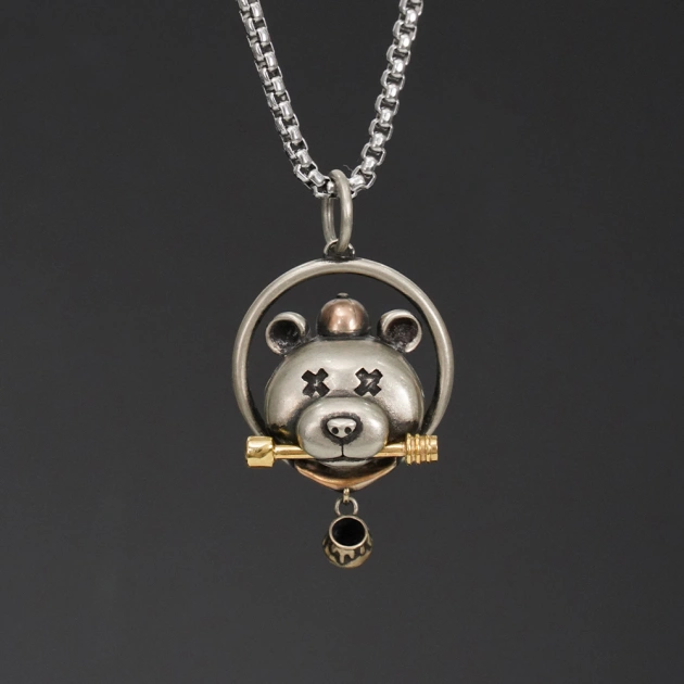 Artistic Bear Pendant With Biteable Mouth