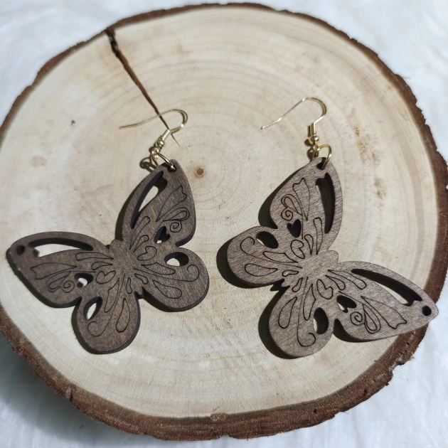 Classic Fashion Wood Butterfly Cutout Earrings