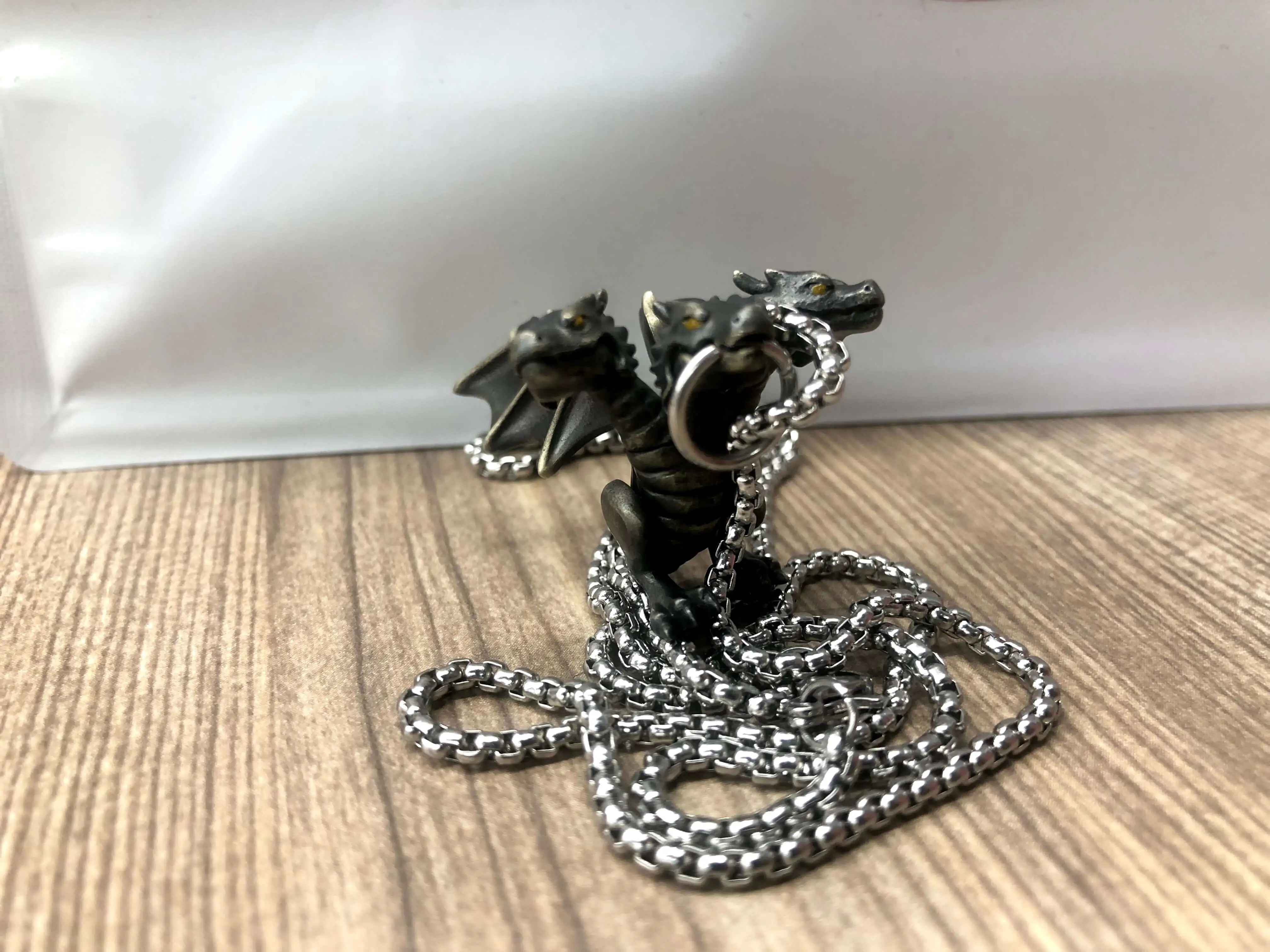S925 Silver 2023 New Artistic Three Headed Dragon Pendant with Moveable Limbs and Biteable Mouth