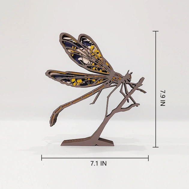 Dragonfly Wooden Night Light with Voice Control and Remote Control