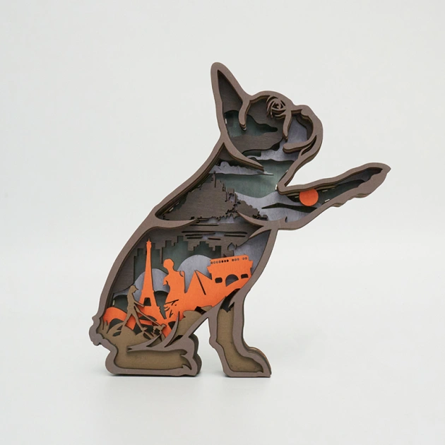 French Bulldog Wooden Night Light, Adorable Table Decoration, Choice For Dog Lovers