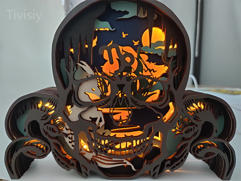 Capricorn Wooden Night Light,Skull Artwork,Must Have For Astrology Lovers, Exclusive Design