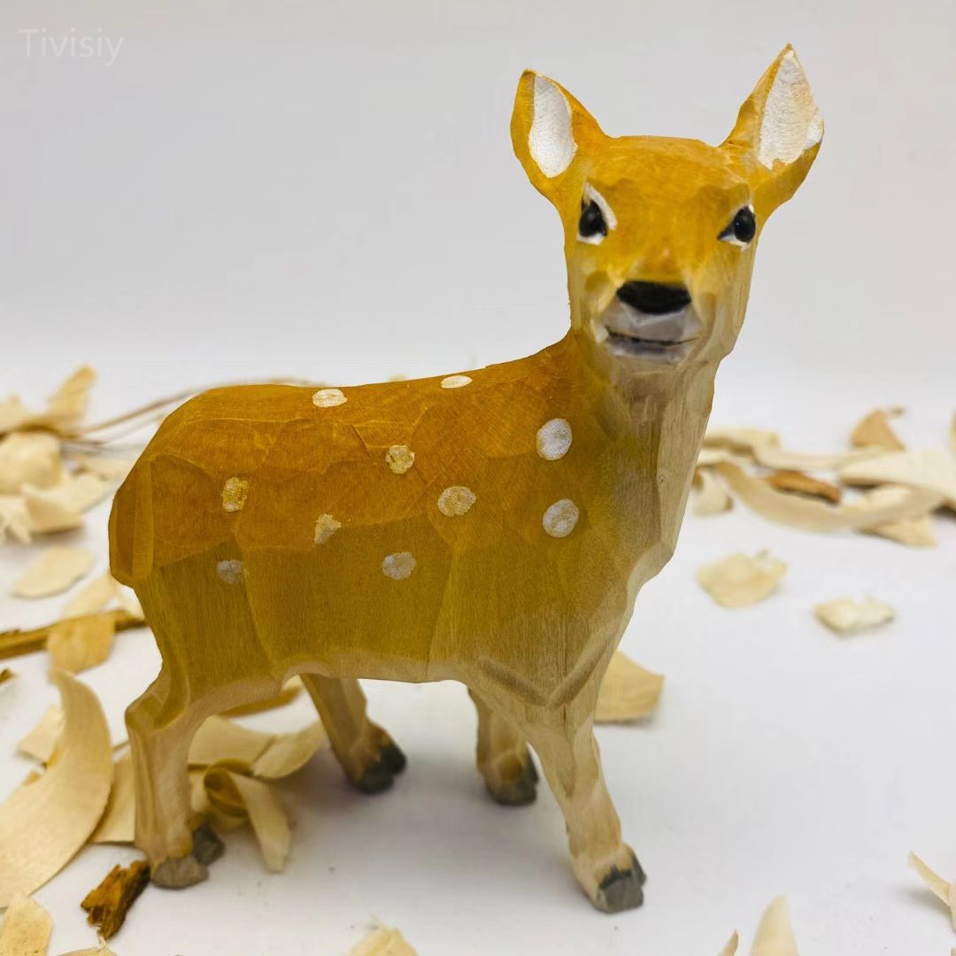 Dog, Rabbits, Deer, Hedgehog, handmade wood carving, solid wood ornaments, handmade wood crafts