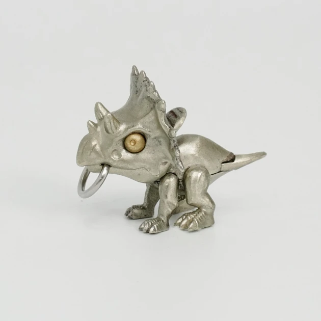 Artistic Triceratops Dino Vintage Pendant with Moveable Limbs and Biteable Mouth