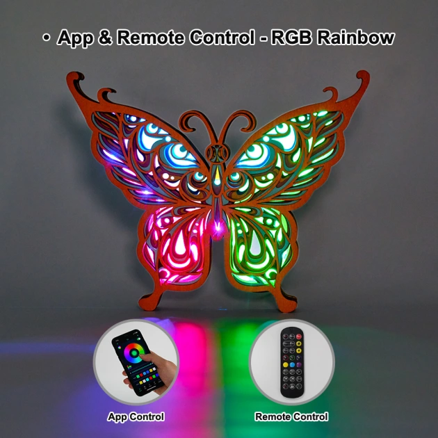Butterfly 3D Wooden Carving,Suitable for Home Decoration,Holiday Gift,Art Night Light