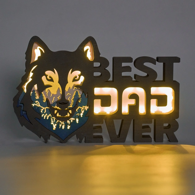 Best Dad Wooden Night Light with App Control and Remote Control