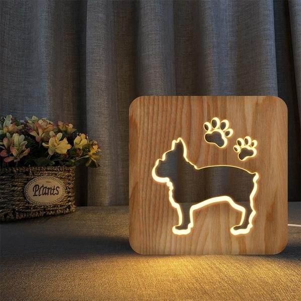 Dog Paw Wood Bedside Lamp