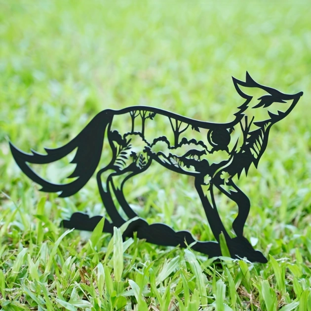Garden Decor Art - Metal Fox Cardinal Silhouettes Lawn Ornaments, Festival Decorations