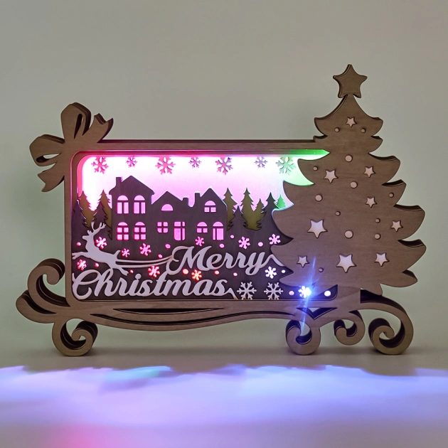Christmas Tree Music Box Wooden Night Light with APP Control and Remote Control
