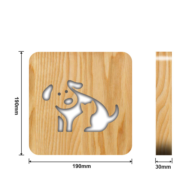 Happy Dog Wood Frame Night Light