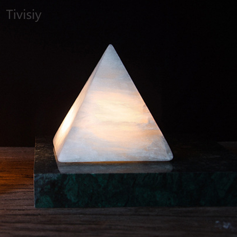White Selenite Pyramid 3-in-1 Light Nightlight