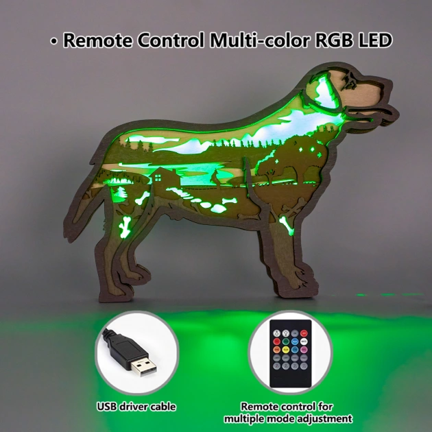 Labrador 3D Wooden Carving,Suitable for Home Decoration,Holiday Gift,Art Night Light
