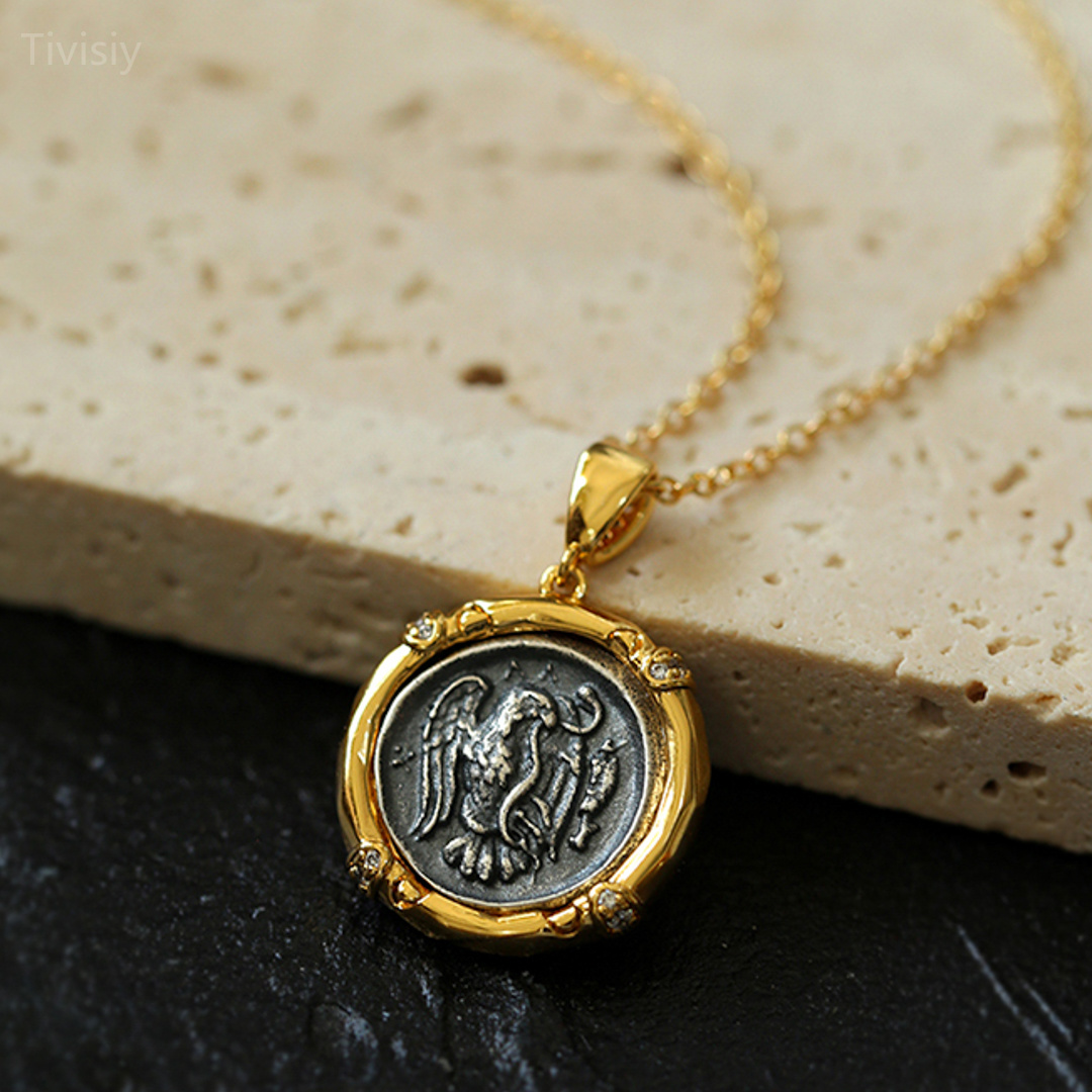 Nymph Chalkis and Eagle Coin Necklace