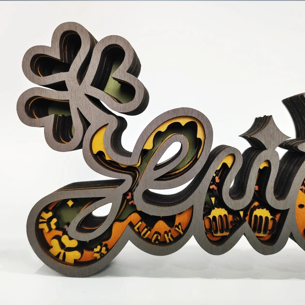 Lucky Letter Clover Wooden Light, Suitable for Home Decoration, Holiday Gift, Art Night Light