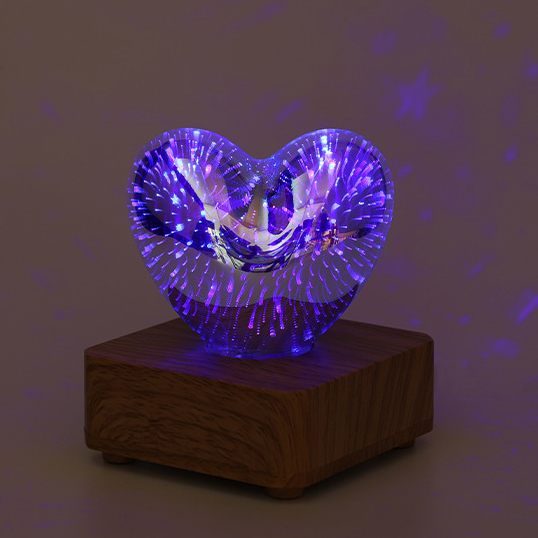 Sparkling 3D Heart Glass Fireworks Decoration Lamp