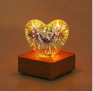 Sparkling 3D Heart Glass Fireworks Decoration Lamp