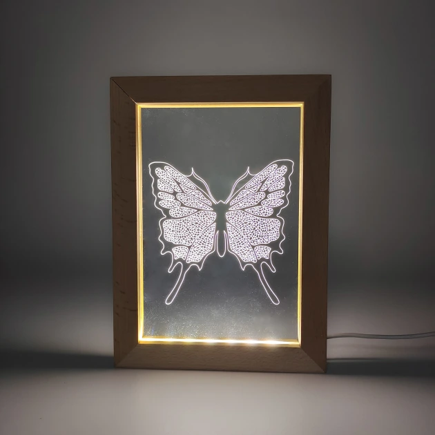 Butterfly LED Photo Frame Wooden Night Light