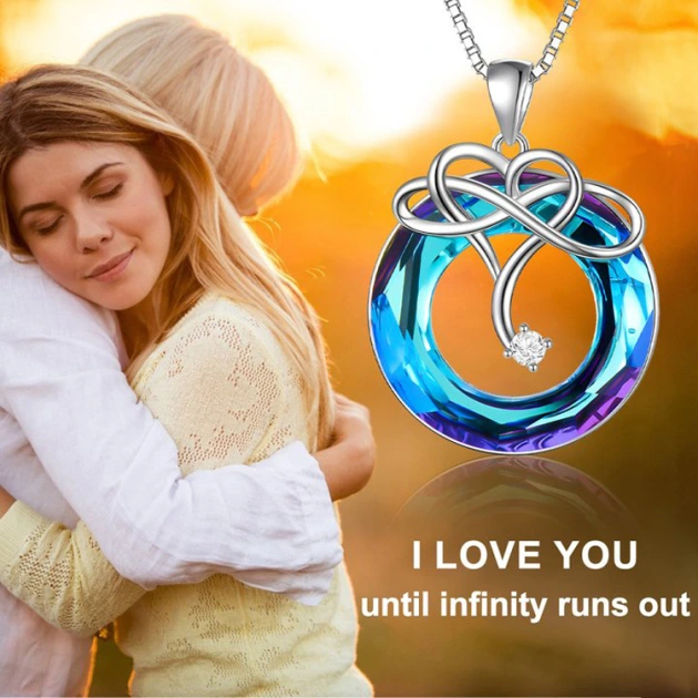 For Love - S925 I Love You until Infinity Runs Out Crystal Infinity Necklace