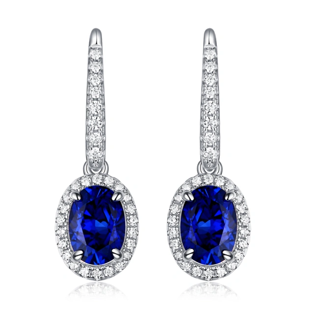Synthetic Sapphire Oval Cushion Cut Decoration Set