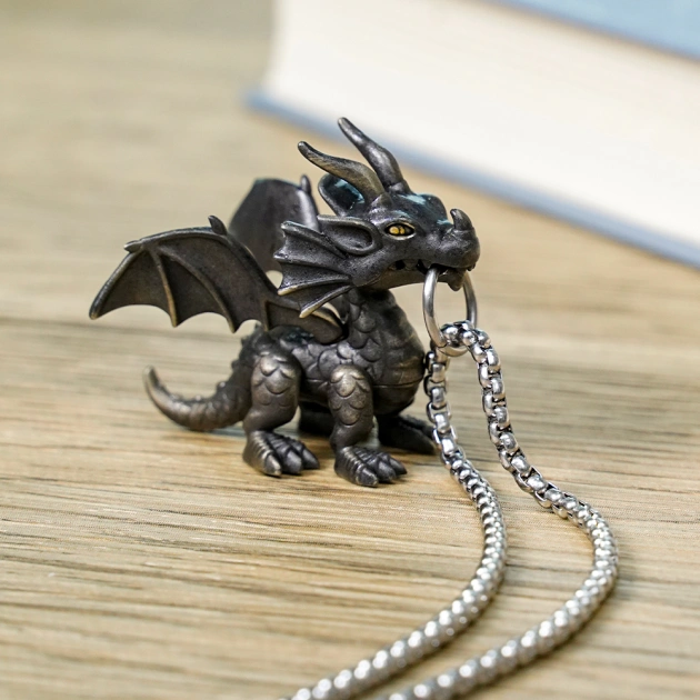 2023 New Artistic Dragon Vintage Pendant with Moveable Limbs and Biteable Mouth
