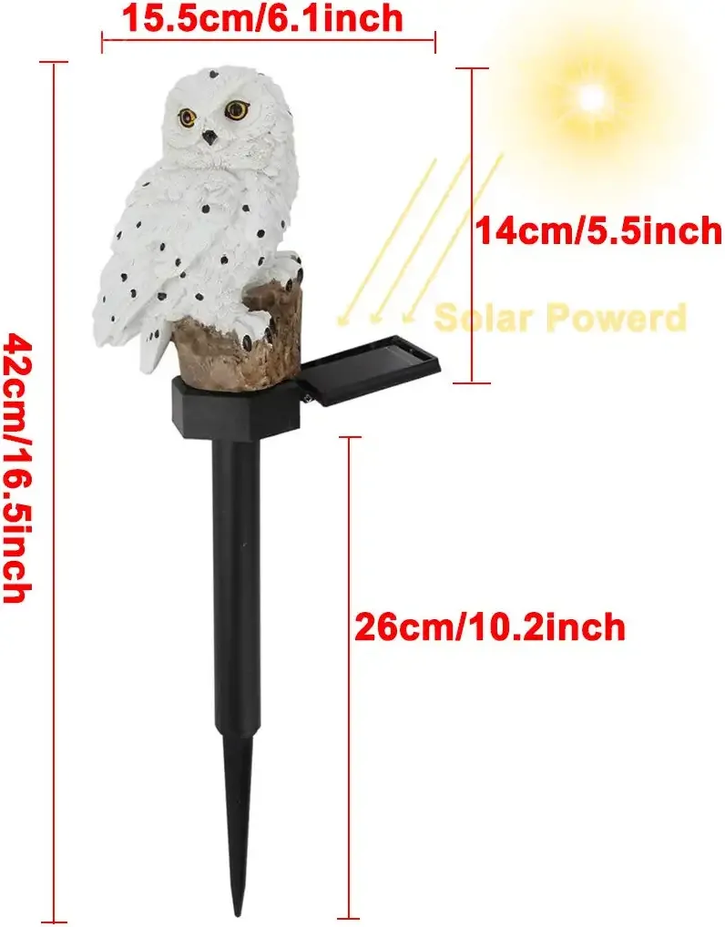Garden Solar Resin Owl LED Light